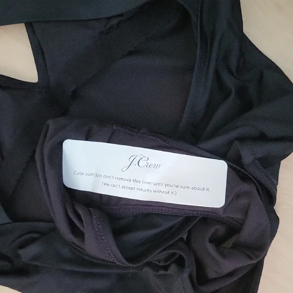 J. Crew Solid Deep V Neck Tank Swimsuit - Black - 6 - Picture 4 of 4